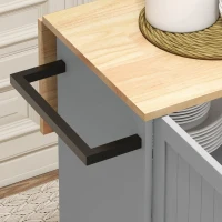 HOMCOM Rolling Kitchen Cart on Wheels with Drop Leaf, Kitchen Island with 3 Drawers, Solid Wood Top and Towel Rack, Grey(m-10)
