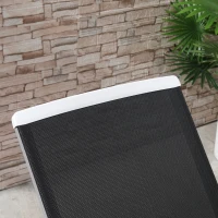 Outsunny Outdoor Chaise Lounge Chair, Patio Aluminum Tanning Chair with 5-Level Adjustable Back, Portable Wheels, Breathable Mesh Fabric, for Pool, Deck,  Garden, Black(m-9)