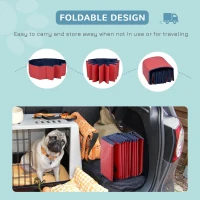 PawHut Foldable Pet Swimming Pool, Portable Dog Bathing Tub, 12" x 63" Plastic Large Dog Pool for Outdoor Dogs and Cats, Red(m-5)