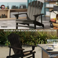 Outsunny Wood Adirondack Chair, Outdoor Patio Muskoka Chair with Slatted Design for Deck, Garden, Backyard, Fire Pit, Black(m-4)