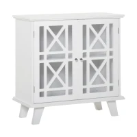 HOMCOM Storage Cabinet with Fretwork Doors and Shelf, Modern Freestanding Sideboard, Buffet, White(m-13)
