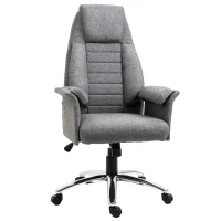 HOMCOM High Back Fabric Executive Chair with Padded Armrests, Ergonomic Home Office Chair with Headrest, Adjustable Height- Light Grey(m-11)