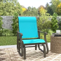 Outsunny Outdoor Glider Chair Patio Glider Swing Chair with Mesh Seat, Steel Frame for Backyard, Garden, Porch, Blue(m-10)