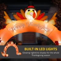 Outsunny 9.7ft Thanksgiving Turkey Archway, Inflatables Outdoor Decorations, Blow Up LED Yard Display for Holiday(m-4)