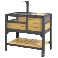PawHut Tortoise Habitat with Shelf Storage Tortoise Gift Accessory with Weather Protection for Indoor, Yellow(m-1)