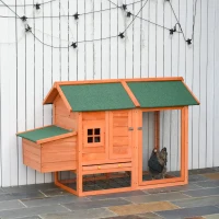 PawHut 67" Wooden Chicken Coop Outdoor Chicken House Small Animal Rabbit Habitat Hen House Poultry Cage with Removable Tray Openable Nesting Box Backyard(m-2)