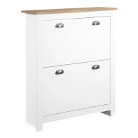 HOMCOM Modern Shoe Cabinet with 2 Flip Drawers and Adjustable Shelves, 12 Pair Shoe Storage Organizer for Hallway, White(m-11)