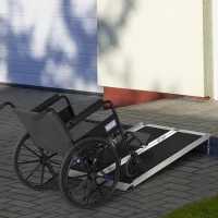 HOMCOM 4' Portable Wheelchair Ramp Aluminum Threshold Mobility Single-fold for Scooter with Carrying Handle(m-2)