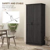 HOMCOM 70" Tall Kitchen Pantry Cabinet with Spice Racks and Adjustable Shelves for Living Room, Dining Room, Black(m-6)