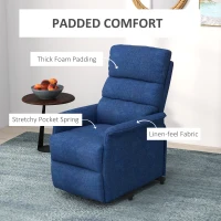 HOMCOM Power Lift Chair for Seniors, Electric Lift Recliner Chair with Remote Control, Side Pockets for Living Room, Dark Blue(m-6)