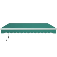 Outsunny 13' x 8' Retractable Awning, Patio Awnings, Sunshade Shelter w/ Manual Crank Handle, UV & Water-Resistant Fabric and Aluminum Frame for Deck, Balcony, Yard, Green(m-11)