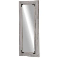HOMCOM 59" x 23.5" Farmhouse Full Length Mirror, Wall Mount and Leaner Floor Mirror, Vertical and Horizontal for Bedroom, Grey(m-11)