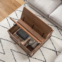 HOMCOM Farmhouse Coffee Table, Square Center Table with Flip-top Lids, Hidden Storage Compartment, Brown(m-9)