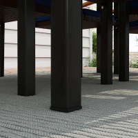 Outsunny Patio Table and Chairs Outdoor Dining Set w/ Acacia Wood Table Top, Cushions, for Backyard, Balcony, Garden, Black(m-7)