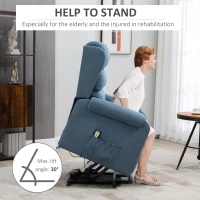 HOMCOM Lift Chair for Elderly, Power Chair Recliner with Footrest, Remote Control, Side Pockets for Living Room, Blue(m-7)