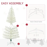 HOMCOM 6FT Artificial Tree Multi-Colored Pre-Lit Home Christmas Decoration  White(m-6)