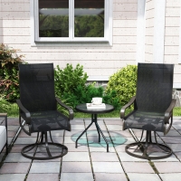 Outsunny 2-Piece Swivel Patio Dining Chairs, 360° Swivel Rocking Outdoor Chairs with Curved Armrests, Breathable Mesh Seat & S Shape Backrest for Yard, Lawn, Porch, Black