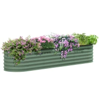 Outsunny 7.9' x 2' x 1.4' Galvanized Raised Garden Bed Kit, Metal Planter Box with Safety Edging, Green(m-11)
