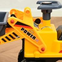 Qaba Kids Bulldozer Ride-On Toy for Toddler with Tough Wheels, Outdoor Construction Toy with Controllable Digging Bucket, Yellow(m-9)