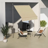 Outsunny 6.5' x 4' Manual Retractable Awning, Non-Screw Patio Awning, UV Resistant for Window or Door, Beige(m-10)