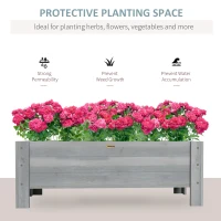 Outsunny 3.3 x 1.2 x 1.2 ft Garden Raised Bed Planter Grow Containers for Outdoor Patio Plant Flower Vegetable Pot, Grey(m-4)