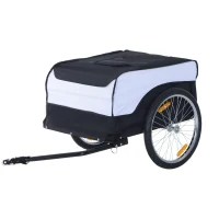 HOMCOM  Bike Cargo Trailer Bicycle Luggage Carrier Cart with Cover White Black(m-11)