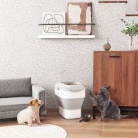 PawHut 6-30lb Dog Food Storage Container Collapsible Design with Airtight Lids, Rolling Wheels, Cup, Bowl, Spoon, Grey