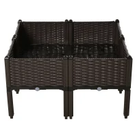 Outsunny 4-piece Raised Garden Bed PP Raised Flower Bed Plant Stand Stackable Vegetable Herb Grow Box(m-11)