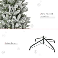 HOMCOM 6ft Unlit Snow-Flocked Slim Pine Artificial Christmas Tree with Realistic Branches and 394 Tips(m-7)