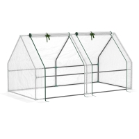 Outsunny Portable Mini Greenhouse, Outdoor Garden with Large Zipper Doors and Water/UV PE Cover, 6' x 3' x 3', White