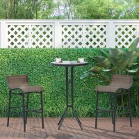 Outsunny 3 Piece Bar Height Outdoor Bistro Set for 2, Round Patio Pub Table 2 Bar Chairs with Comfortable Design & Strong Build, Tan(m-10)