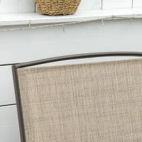 Outsunny Outdoor Glider Bench with Center Table, Metal Frame Patio Loveseat with Breathable Mesh Fabric and Armrests for Backyard Garden Porch, Brown(m-7)