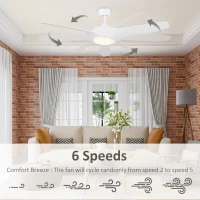 HOMCOM 52" Reversible Indoor Ceiling Fan with Light, Modern Mount LED Lighting Fan with Remote Control, for Bedroom, and Living Room, White(m-4)