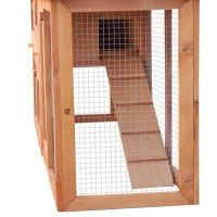 PawHut Two-Level Rabbit Hutch Small Animal House Pet Bunny Cage Home w/ Outdoor Run Water & UV Resistant Roof Access Ramp Natural Finish Guinea Pig Bunny Hamster Habitat(m-10)