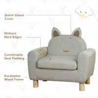 Qaba Kids Sofa Chair Seat with Kitten Ear Backrest, Grey(m-4)