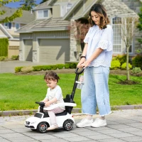 Aosom 2 in 1 Push Car for Toddlers for 1-3 Years Old, Officially Licensed AMG C63 Baby Car, Kids Stroller Sliding Car with Sun Canopy Foot Rest Horn Sound Safety Bar Cup Holder, White(m-1)