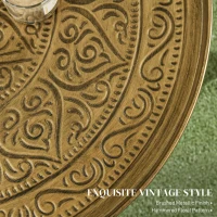 HOMCOM Coffee Table for Living Room, 24" Round Center Table with Hammered Tray Top and Metal Frame for Bedroom, Gold(m-4)