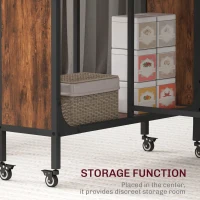 HOMCOM Folding Dining Table, Extendable Kitchen Table for Small Spaces with Storage Shelf and 6 Wheels, Rustic Brown(m-5)