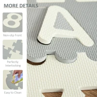 Qaba Kids Foam Puzzle Number and Letter Baby Alphabet Play Mat Learning Toy with Puzzle Pieces Inside Each Interlocking Tile, 35 Sq. Ft.(m-6)
