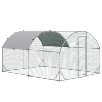 ayam PawHut Galvanized Large Metal Chicken Coop Walk-in Enclosure
