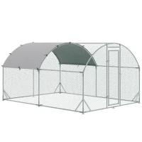 PawHut Large Metal Chicken Coop with Waterproof and Anti-UV Cover for Yard, Outdoor, Duck, Rabbit, 9.2' x 12.5' x 6.5'(m-1)