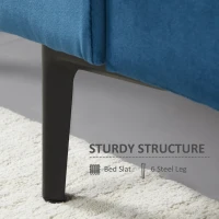 HOMCOM Modern 3-Seater Sofa, 78" Channel Tufted Sofa Couch with Velvet Fabric Upholstery, Steel Legs and Bed Slats for Living Room, Bedroom and Flat, Blue(m-5)