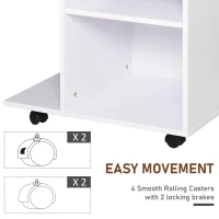 Vinsetto Mobile Printer Stand, Rolling File Cabinet Cart with Wheels, Adjustable Shelf, Drawer and CPU Stand, White(m-6)