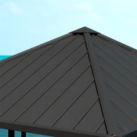 Outsunny 10' x 10' Hardtop Gazebo with Galvanized Steel Roof, Permanent Garden Gazebo with Netting and Curtains(m-10)