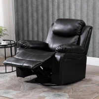 HOMCOM PU Leather Massage Recliner Chair, Swivel Rocker Sofa with Remote Control, Footrest, Padded Seat, Manual Reclining Chair for Living Room, Bedroom, Black(m-10)