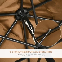 Outsunny 6.5x10ft Rectangle Aluminum Tilt Patio Umbrella, Garden Market Parasol, Outdoor Sunshade Canopy with Crank, Coffee(m-7)