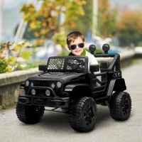 Aosom 12V Battery Powered Kids Ride On Car Off Road Truck Toy w/ Parent Remote, Black(m-1)