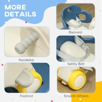 Qaba 4 in 1 Kids Rocking Horse w/ Detachable Balance Board & Push Handel, Blue(m-7)