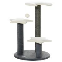 PawHut 30" Cat Tree Kitty Activity Center Climbing Toy Rest Pet Furniture with Sisal Scratching Post Moon Star Shaped Perch Hanging Ball Grey, White(m-11)