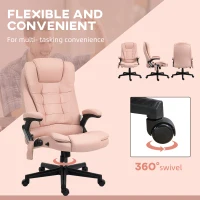 Vinsetto 6 Point Vibrating Massage Office Chair with Heat, Microfiber Massage Desk Chair with Reclining Backrest, Pink(m-8)